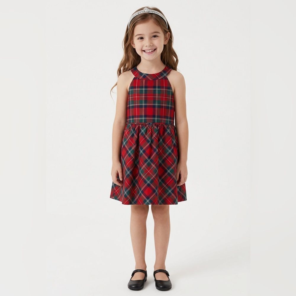 Vineyard Vines Girls size 6 tartan plaid red and green dress EUC